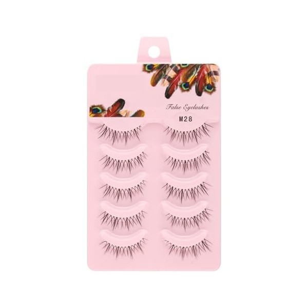 UAMOU Cils Manga 5 paires Anime Cosplay Faux cils de vison naturel court pleine bande cils bande claire Extension de cils dou