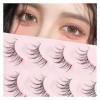 UAMOU Cils Manga 5 paires Anime Cosplay Faux cils de vison naturel court pleine bande cils bande claire Extension de cils dou