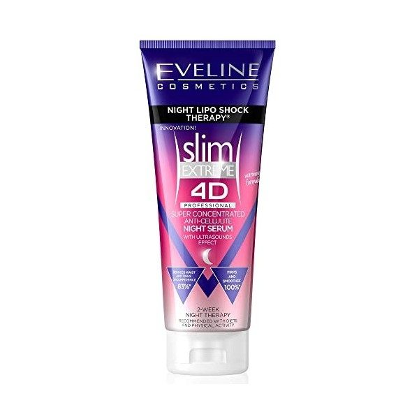 Eveline Cosmetics Slim Extreme 4D Crème Chaude Minceur Cellulite Super Concentrée Pour Femme | 250 ml | Formule De Combustion