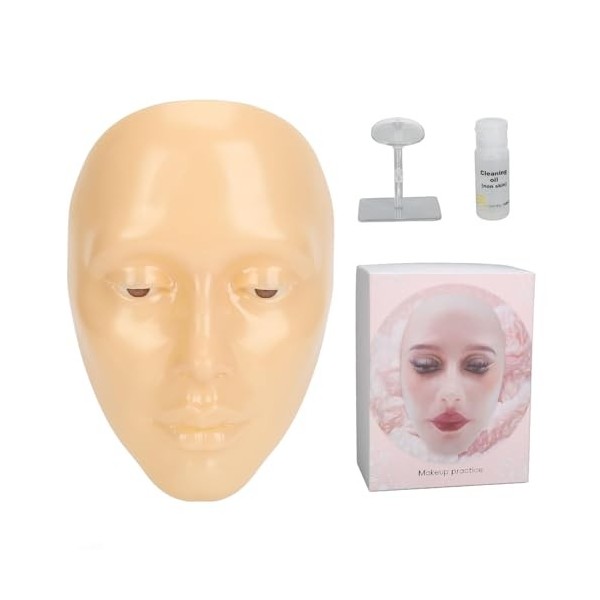 Visage de Mannequin de Maquillage en Silicone 5D avec Support, Visage de Mannequin de Maquillage avec Planche de Maquillage p