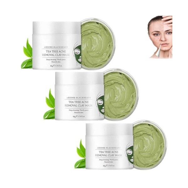 Luxiaskins Tea Tree Pore Cleansing Facial Mask,Tea Tree Pore Cleansing Facial Mask,Green Tea Clay Mask,Clay Mask Blackhead Ex