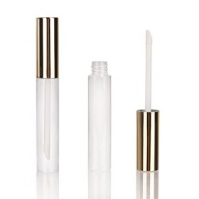 COSIDEA Lot de 50 tubes vides ronds de 10 ml avec couvercle doré pour gloss à lèvres de 9,4 g pour bricolage cosmétique