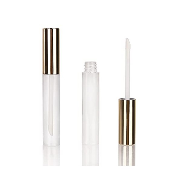 COSIDEA Lot de 50 tubes vides ronds de 10 ml avec couvercle doré pour gloss à lèvres de 9,4 g pour bricolage cosmétique