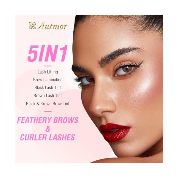 【5 in 1】Kit Brow Lift Sourcils, Kit Rehaussement de Cils, Noir et Marron Foncé, Brow Lift and Lash Lifting Set for Trendy Ful