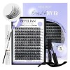 BEYELIAN Kit Faux Cils Individuel Kit 168 Pcs C Curl DIY Cluster Lashes kit extension cils pour usage personnel à la maison 