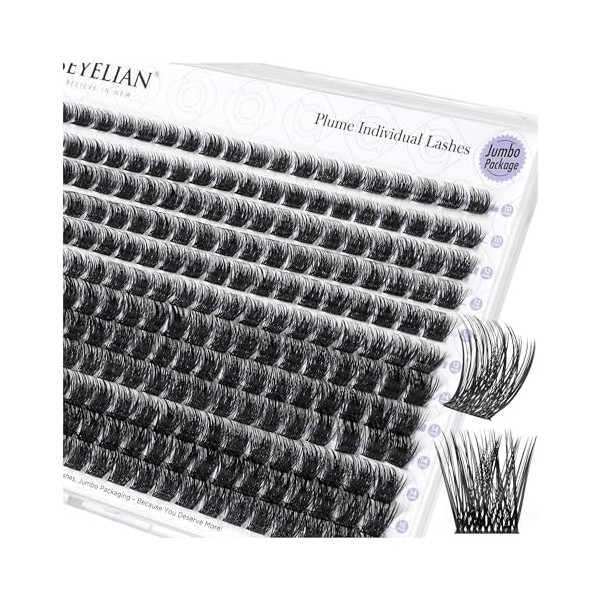 BEYELIAN Kit Faux Cils Individuel Kit 168 Pcs C Curl DIY Cluster Lashes kit extension cils pour usage personnel à la maison 