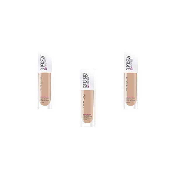 Maybelline New York Fond de Teint Fluide Superstay 24H - 30 Sable, Lot de 3 3 x 30 ml 