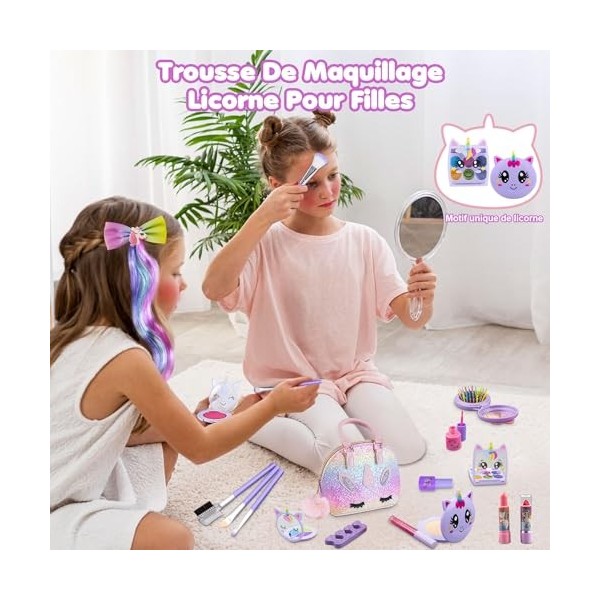 Maquillage Enfant Fille - 66 PièCes Maquillage Enfant, Lavable Maquillage Fille, Malette Maquillage Enfant Coffret Maquillage