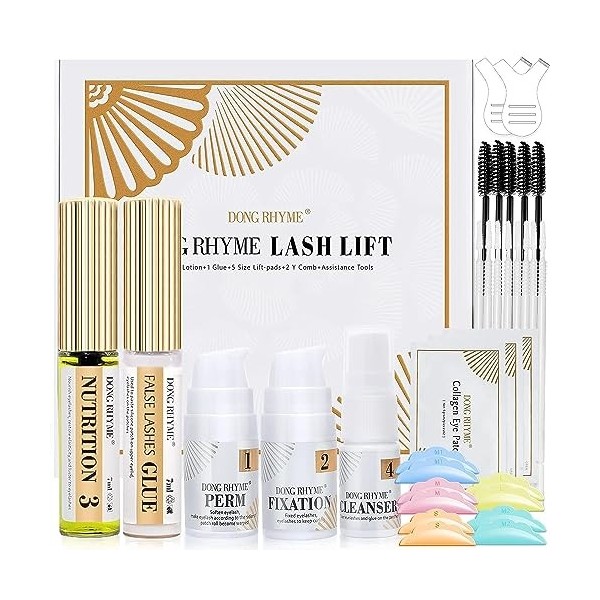 Rehaussement Cils Kit, DONG RHYME Kit de Cils Perm Professionnel Semi-Permanent Curling Eyelash Perming Kit Lash Lift Cils Li