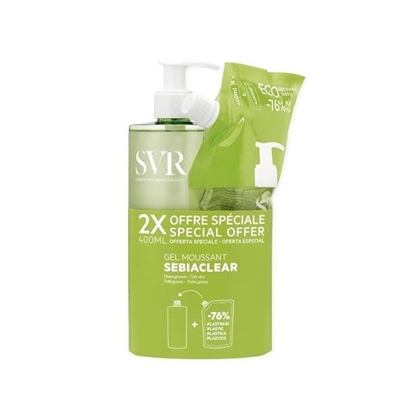 SVR Sebiaclear Gel Moussant 400 ml + Éco-Recharge 400 ml