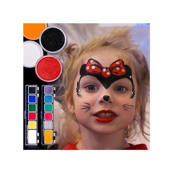 Kit de peinture faciale 6 couleurs de peinture corporelle, peinture for le visage, maquillage de scène de fête de vacances la