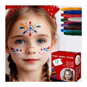 Kit de peinture faciale Ensemble de crayons de peinture for le visage de 12 couleurs, peinture corporelle lavable, Crayon de 