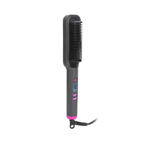 Brosse à Lisser les Cheveux, Fonction de Bouclage des Dents LCD 3D, Peigne à Lisser, Chauffage Uniforme PTC pour la Maison P