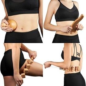 BICTIVE Maderotherapie Kit Complet Cellulite de 6 Pièces. Maderotherapie Corps, Appareil Anti Cellulite, Drainage Lymphatique