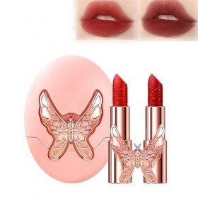 Butterfly Dance Silk Mist Velvet Dual-Color Lipstick -2 Butterflies Lipstick Set,Soft Mist Velvet Lipstick Set,Non-Stick Cup 