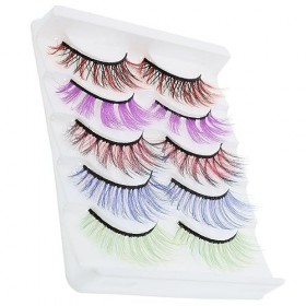 FRCOLOR 20 Paires Faux Cils Colorés Extensions De Cils De Couleur Faux Cils Réalistes Maquillage Femme Faux Cils Cosplay Faux