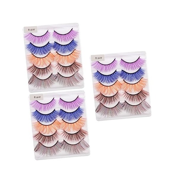 LALAFINA 20 Paires Faux Cils Colorés Faux Cils Dramatiques Cils En Bandes Complètes Cils Dhalloween Dramatiques Cils Longs E