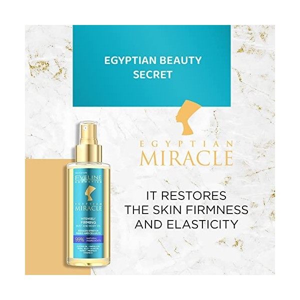 EVELINE COSMETICS Egyptian Miracle Huile Intensément Raffermissante pour le Buste & le Corps Réduit les Vergetures la Celluli