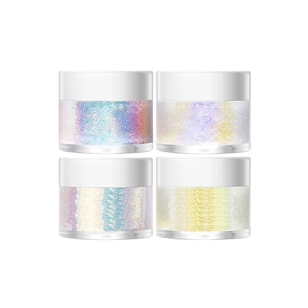 QUR 4Pcs Highlight Gel Coloré Highlight Liquide Fard à Paupières Poudre Corps Couleur Poudre Cosmétiques