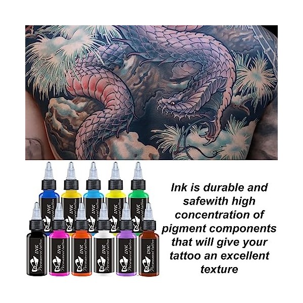 Encre de Tatouage, Kit dencre de tatouage 30 ml - 11 couleurs primaires - Collection de pigments pour débutants et professio