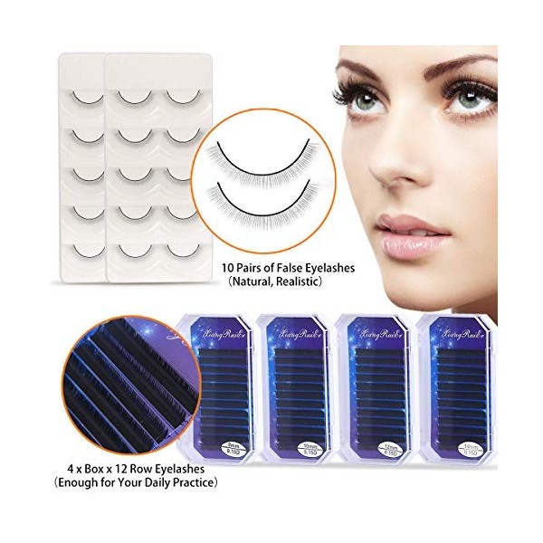 Kit Têtemannequin Pratique Dextension Faux Cils, MYSWEETY Dartiste Starter Lash pour Les Débutants Outil De Formation Cils 