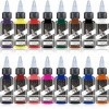 DLD Lot de 16 flacons dencre de tatouage universelle noire pure sans danger pour la peau, fournitures de tatouage permanente