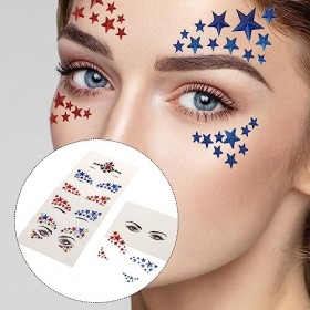 FRCOLOR 12 Feuilles Strass Étoile Visage Autocollants Bricolage Strass Yeux Autocollants Pour Femmes Accessoires De Fête Coin