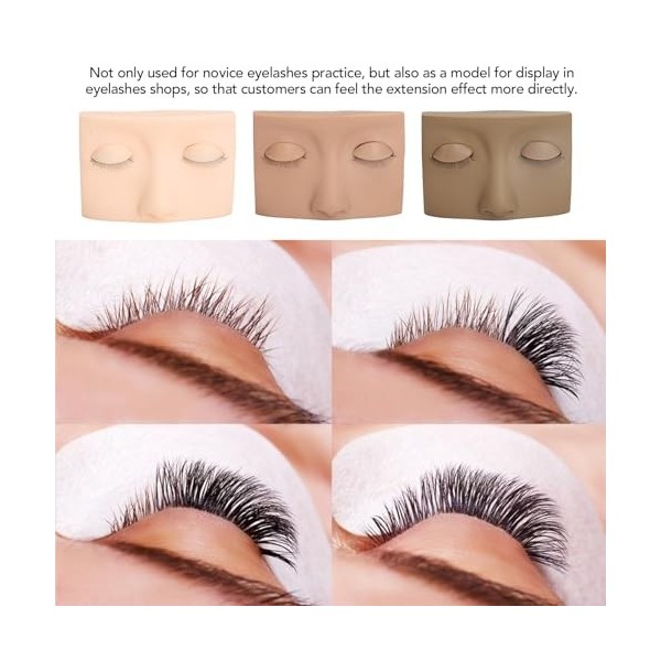 Tête de Mannequin de Cils pour la Pratique, Tête de Mannequin dextension de Cils Lavable et Réutilisable, 3 Couleurs pour Sa