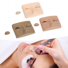 Tête de Mannequin dextension de Cils, Tête de Mannequin de Pratique de Cils, Base Stable et Lavable, 3 Couleurs avec 9 Paire