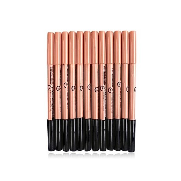 FIOERDTUIE 5 Ensemble de Lot de 12 bruns pour les yeux à double tête multi-fonctionnels Eye Liner Stylo anti-cernes Maquillag