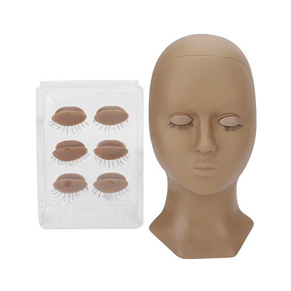 Tête de mannequin pour cils,tête de mannequin dextension de cils avec 3 paires de paupières amovibles, fournitures dextensi