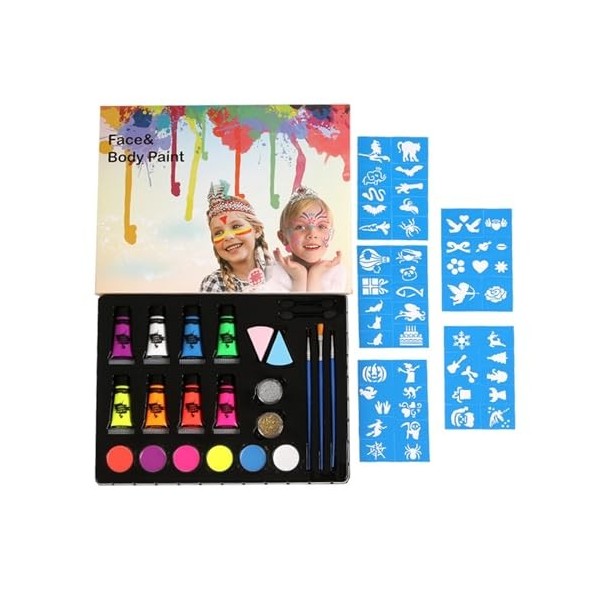 Kit de peinture faciale Ensembles de peinture corporelle 23 pièces, peinture de fête de vacances, modèles de maquillage de sc