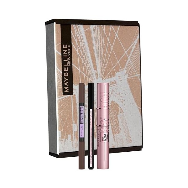 Maybelline New York Sky High, Hyper Easy Liner et Brow Satin Duo Crayon à sourcils 04 Deep Brown