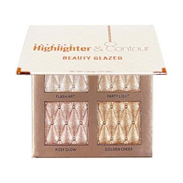 4 Colors Highlighter Contour Palette Natural Glow Face Brightens&Shades and Body Shading Shimmer Bronzer Powder Shimmer Glitt