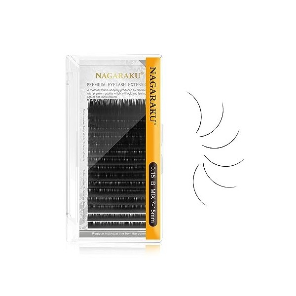 NAGARAKU 5 Plateaux Extension de Cils Classique Professionnel Individuels One by One Naturel Volume Lash Doux Simples Naturel