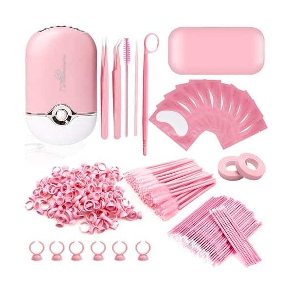 Extension Cils Kit Accessoires Lash 0.07 D Curl 7-15mm Mixte Séchoir à Cils USB Ruban Adhésif Gel Patch Cils Miroir Pince Pin