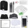 Extension Cils Kit Accessoires Lash 0.07 D Curl 7-15mm Mixte Séchoir à Cils USB Ruban Adhésif Gel Patch Cils Miroir Pince Pin