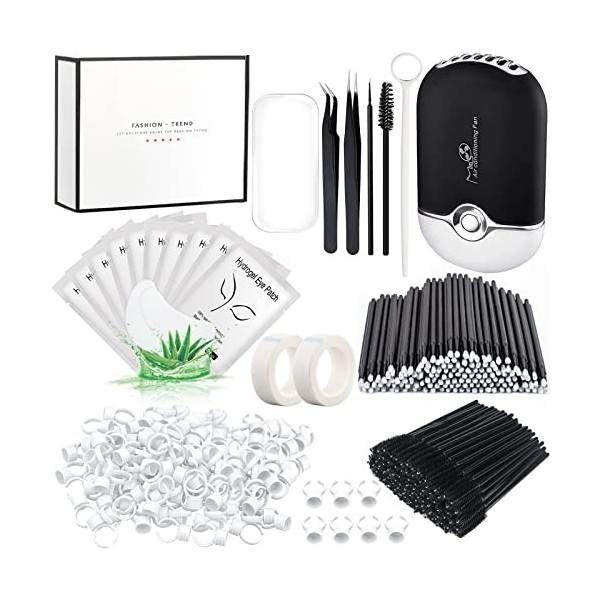 Extension Cils Kit Accessoires Lash 0.07 D Curl 7-15mm Mixte Séchoir à Cils USB Ruban Adhésif Gel Patch Cils Miroir Pince Pin