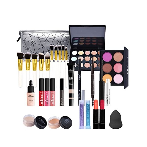 28Kit de maquillage Complet, Polyvalent Ensemble de Cosmétique avec Fard à Paupières Palette Correcteur Fard à Joues Rouge à 