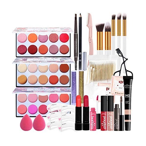 RoseFlower Coffret Maquillage Femme Makeup Kit avec Palette de Fard à Paupières Yeux Maquillage Cosmetics Palettes de Maquill