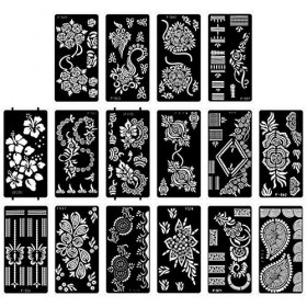 FRCOLOR 16 Feuilles Pochoirs De Tatouage Temporaire Réutilisable Henné Tatouage Autocollant Modèle Mandala Fleur Dentelle Vis