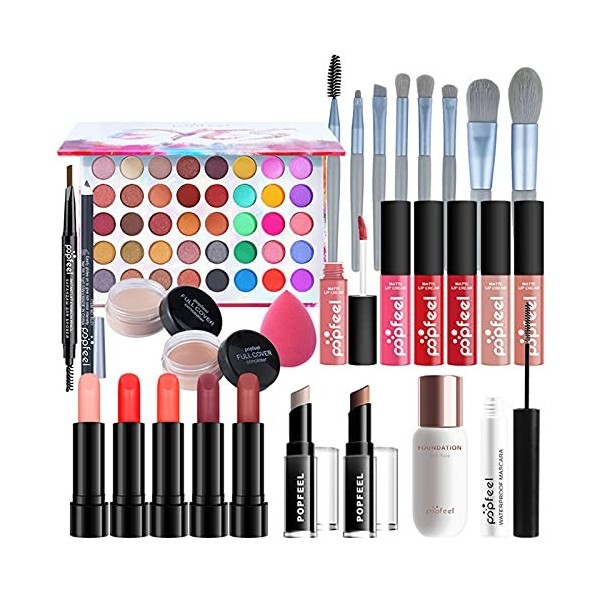 28Pcs Kit de maquillage Complet, Polyvalent Ensemble-cadeau de Cosmétique avec Fard à Paupières Palette Correcteur Fard à Jou