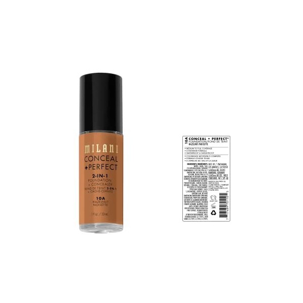 Milani C-M0-012-30 Conceal And Perfect 2 in 1 Foundation + Concealer Hazelnut, 30 ml