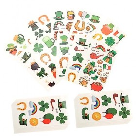 Angoily 120 Feuilles Autocollant Patrick Décorations Shamrock Patrick Visage Enfants Visage St Patricks Day Accessoires Patri