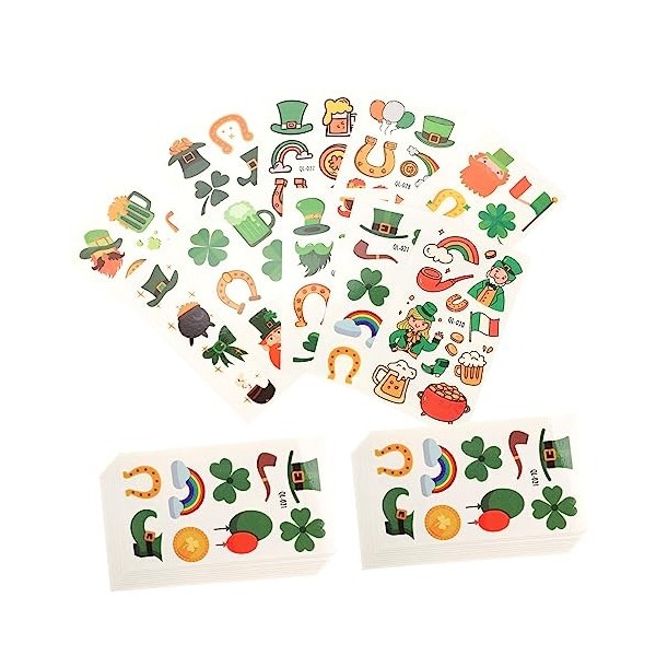 Angoily 120 Feuilles Autocollant Patrick Décorations Shamrock Patrick Visage Enfants Visage St Patricks Day Accessoires Patri