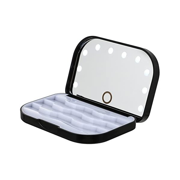 POPETPOP 2 Pièces Boîte De Rangement Pour Les Cils Conteneur De Stockage De Voyage Pince à Cils Faux Cils Avec Lumière Miroir