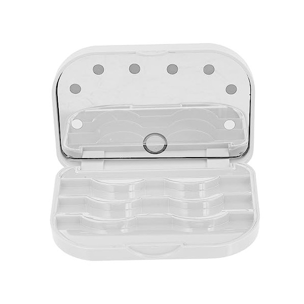 POPETPOP 2 Pièces Boîte De Rangement Pour Les Cils Conteneur De Stockage De Voyage Pince à Cils Faux Cils Avec Lumière Miroir