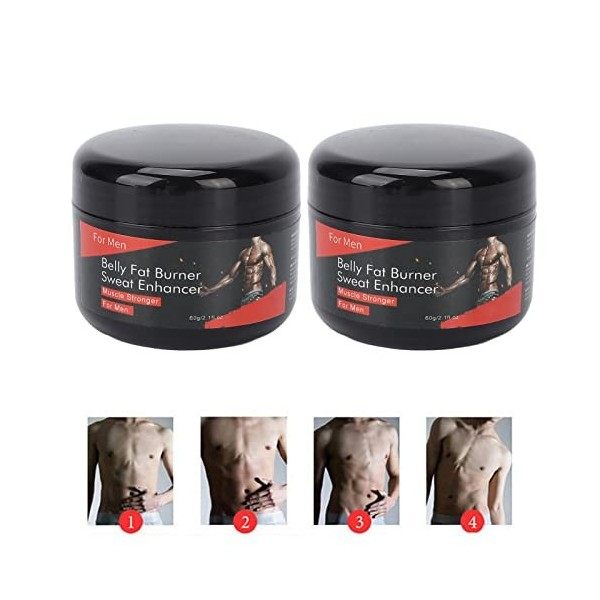 Crème Chaude Sueur Gel Brûleur Graisse 2 X 60g Crème Perte de Poids Ventre et Fessier Crème Minceur Anticellulite Crème Brûle