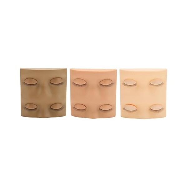 Tête de Mannequin de Pratique de Cils 3 Pièces, Tête de Mannequin de Cils Double Couche avec 2 Paires de Paupières de Remplac