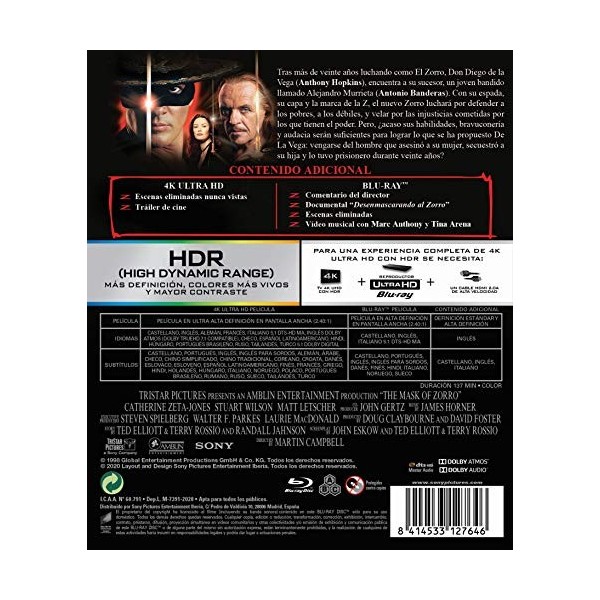 La Máscara del Zorro 4K Ultra-HD + Blu-ray 